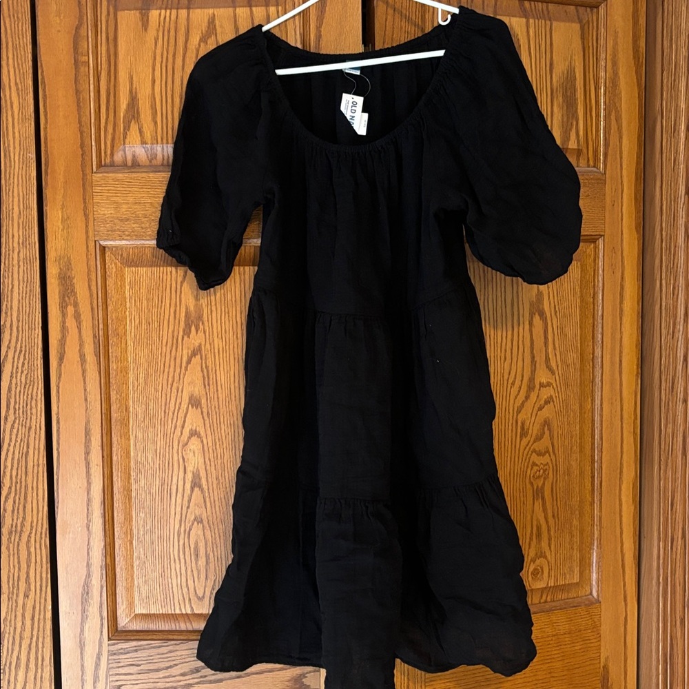 Old Navy Black Dress with Puff Sleeves
